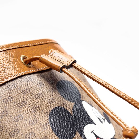 SOLD! NEW GUCCI x Disney GG Supreme Canvas Mickey Mouse Leather Drawstring Bag - Picture 8 of 16